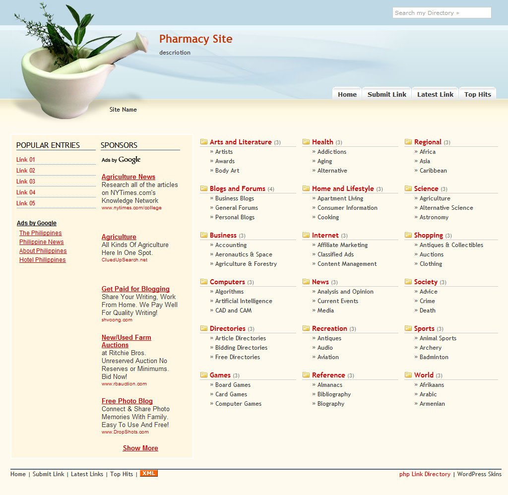 Free PHPLD Templates Download PHP Link Directory Skins Themes