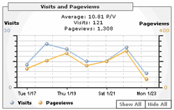 Google Web Analytics - Visits and Pageviews